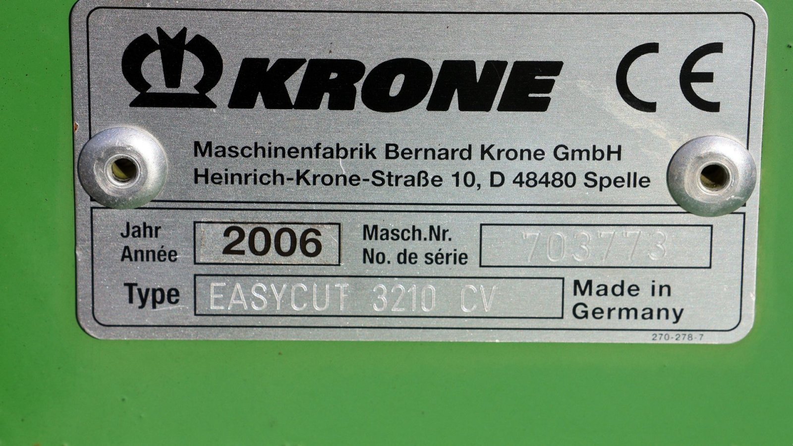 Mähwerk Türe ait Krone Easycut 3210 CV, Gebrauchtmaschine içinde Hadsund (resim 13)