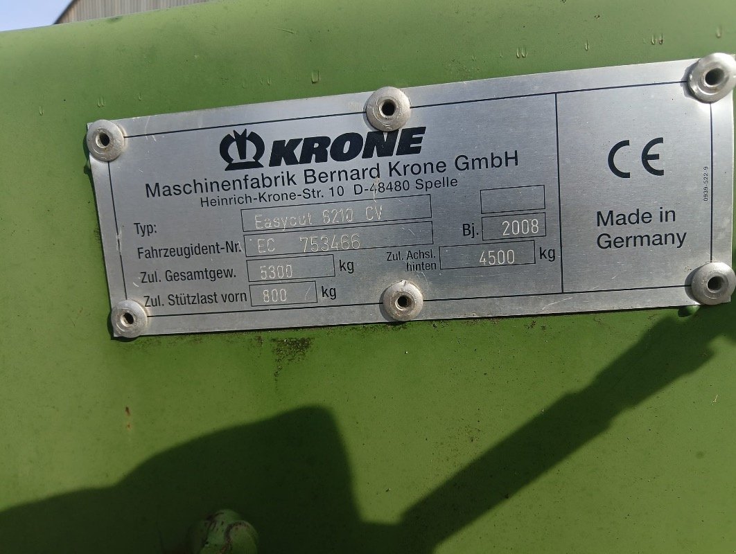 Mähwerk типа Krone EasyCut 6210 CV, Gebrauchtmaschine в Liebenwalde (Фотография 2)