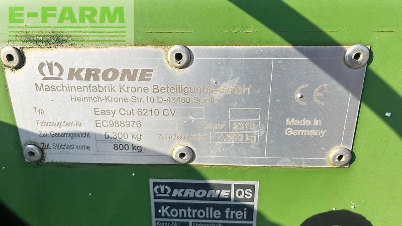 Mähwerk des Typs Krone easycut 6210 cv, Gebrauchtmaschine in ANRODE / OT LENGEFELD (Bild 3)