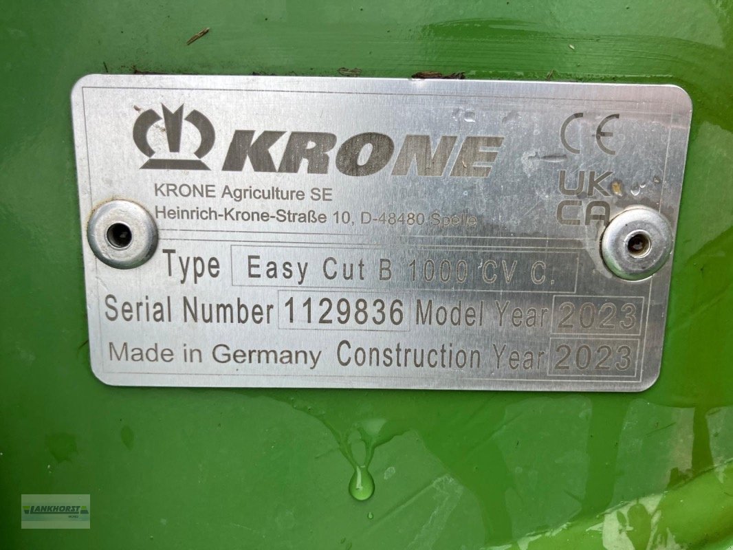 Mähwerk typu Krone EASYCUT B 1000 CV CO, Gebrauchtmaschine v Wiefelstede-Spohle (Obrázek 12)
