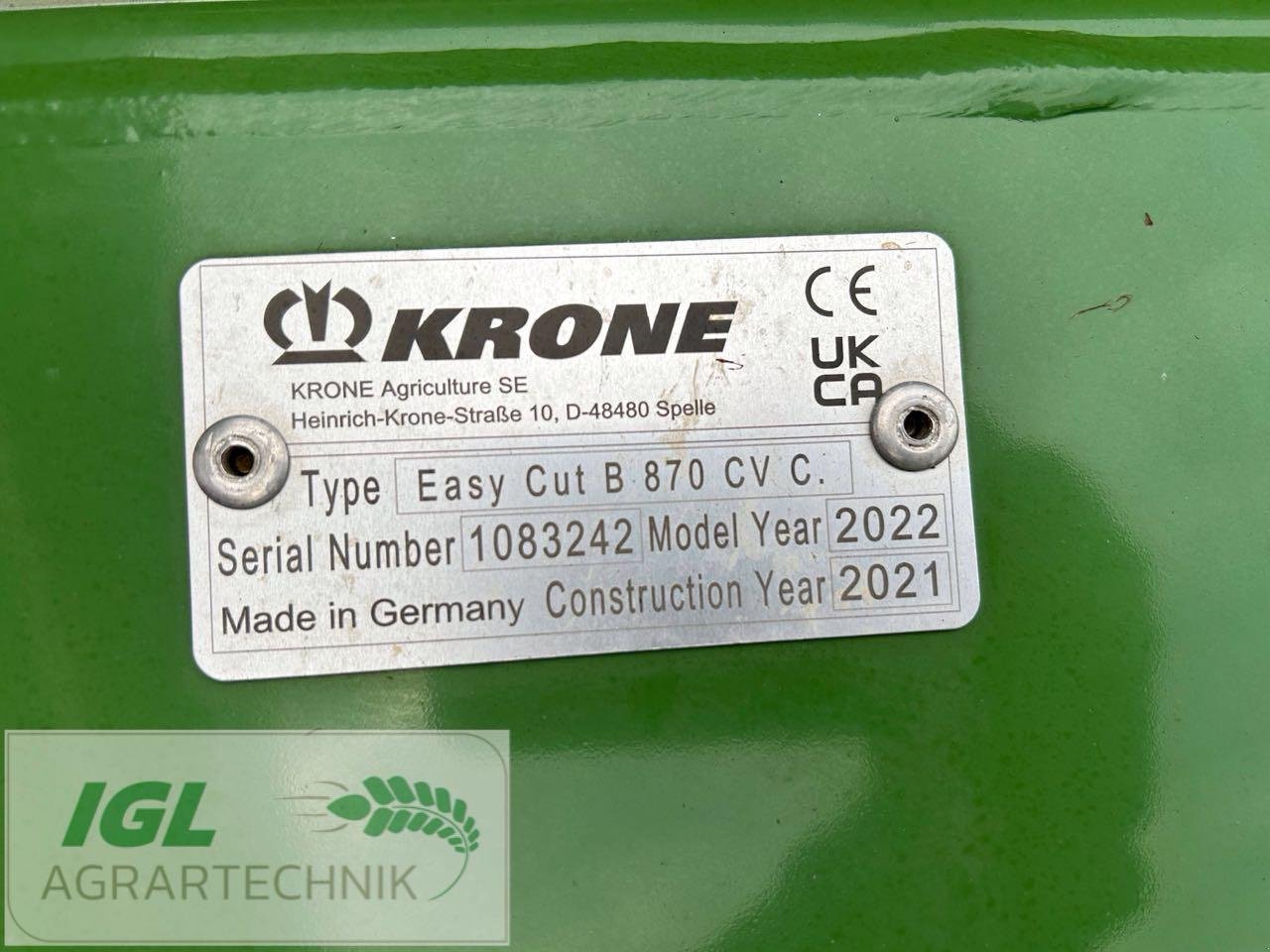 Mähwerk типа Krone EasyCut B 870 CV Collect, Gebrauchtmaschine в Nabburg (Фотография 11)