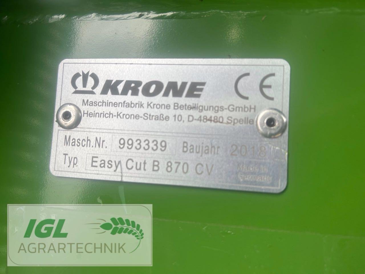 Mähwerk tip Krone EasyCut B 870 CV, Gebrauchtmaschine in Nabburg (Poză 8)