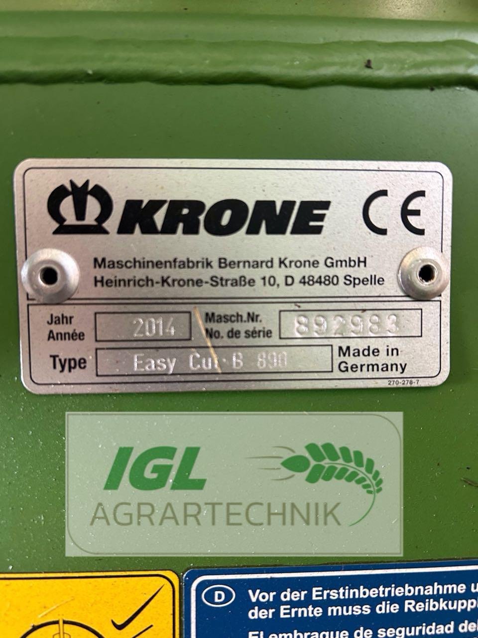Mähwerk типа Krone EasyCut B 890, Gebrauchtmaschine в Nabburg (Фотография 8)