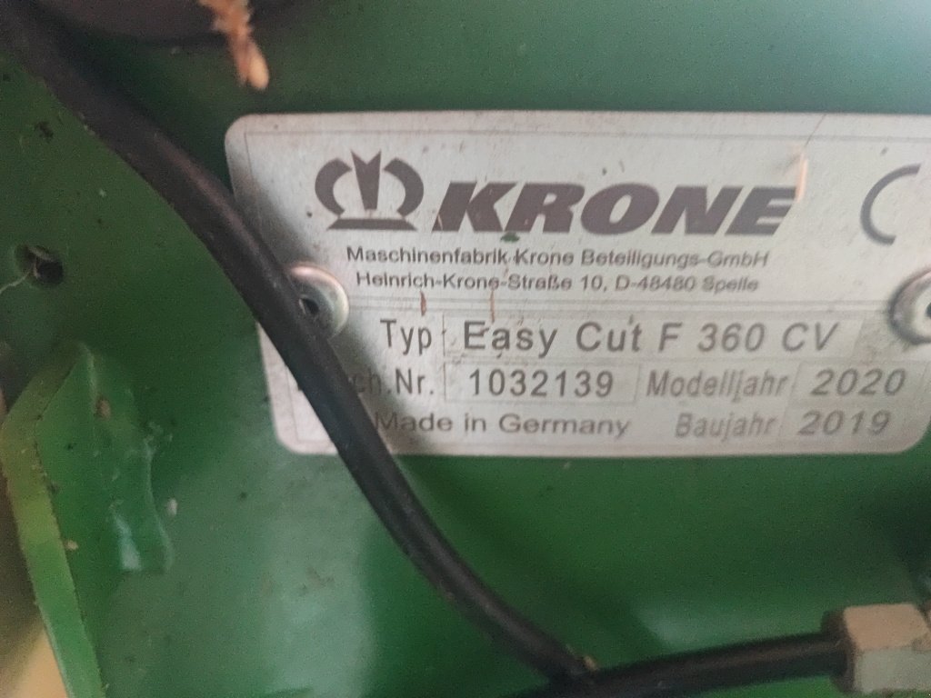 Mähwerk типа Krone F 360 CV Glide, Gebrauchtmaschine в LABASTIDE MURAT (Фотография 6)