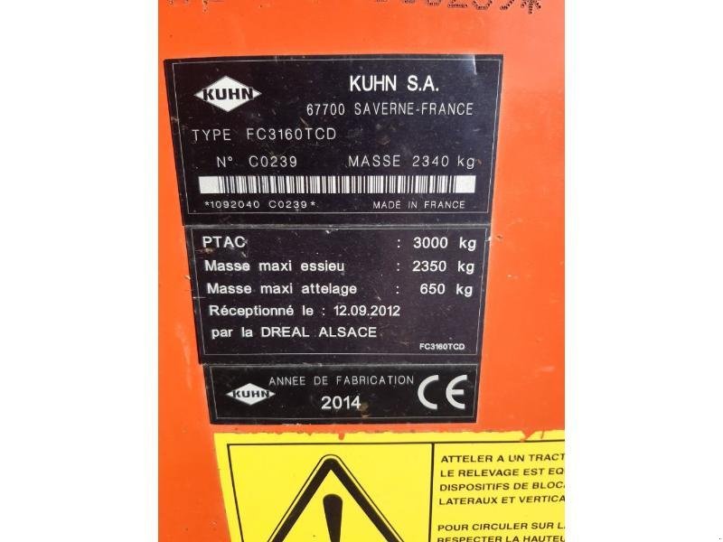 Mähwerk типа Kuhn FC3160TCD, Gebrauchtmaschine в COULONGES SUR AUTIZE (Фотография 7)