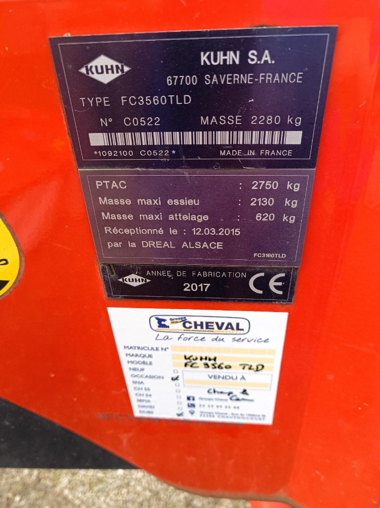 Mähwerk typu Kuhn fc3560tld, Gebrauchtmaschine v MANDRES-SUR-VAIR (Obrázek 5)