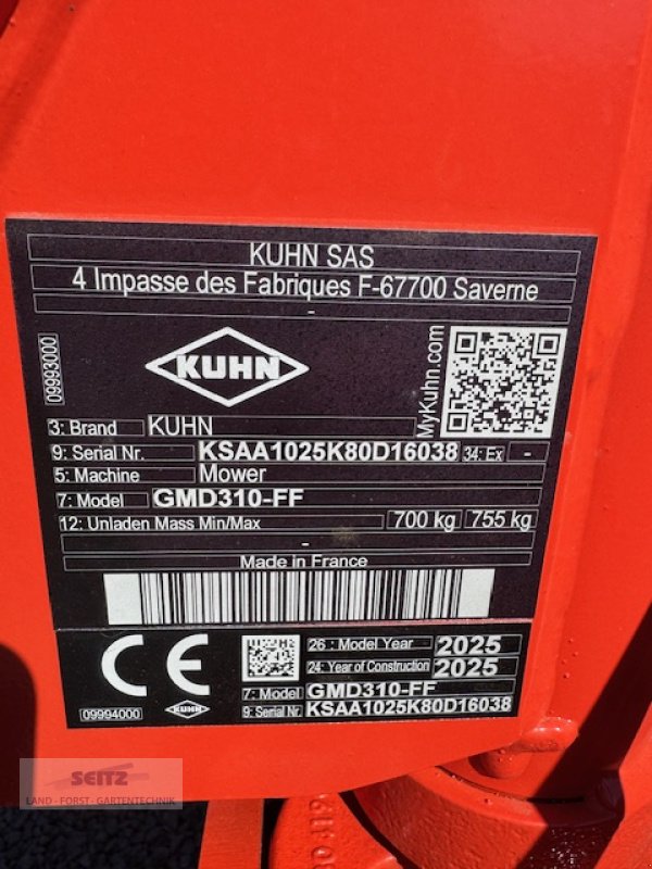 Mähwerk tip Kuhn GMD 310 FF, Neumaschine in Lindenfels-Glattbach (Poză 4)