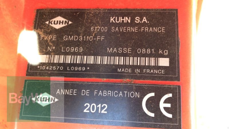 Mähwerk del tipo Kuhn GMD 3110 FF LIFT CONTROL, Gebrauchtmaschine en Mindelheim (Imagen 5)