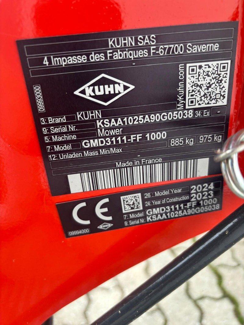 Mähwerk des Typs Kuhn GMD 3111 FF, Neumaschine in Plau am See / OT Klebe (Bild 6)