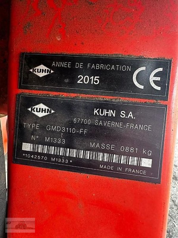 Mähwerk типа Kuhn GMD 802 / GMD 3110-FF, Gebrauchtmaschine в Flessau (Фотография 10)