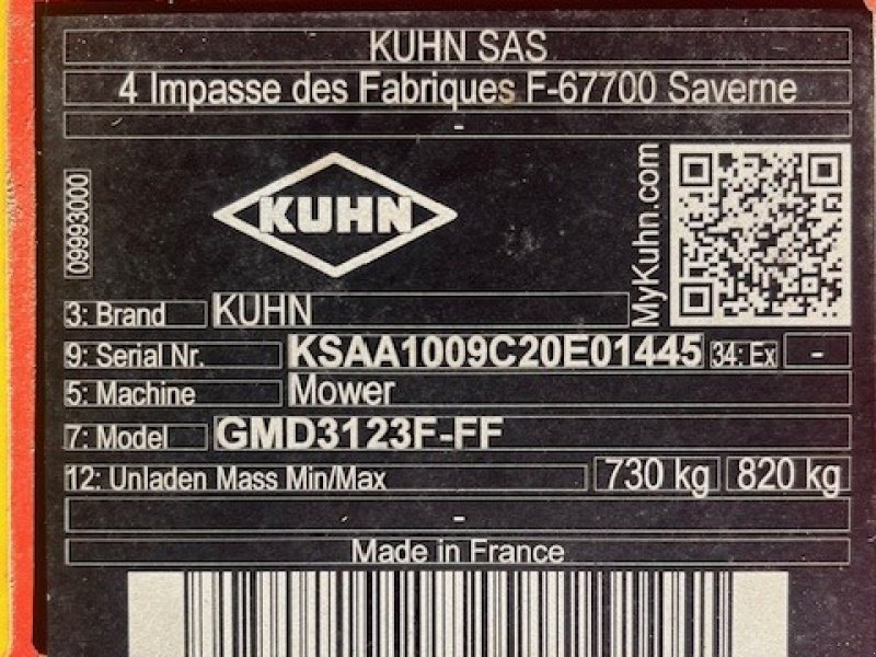 Mähwerk типа Kuhn GMD3123 F, Gebrauchtmaschine в Antdorf (Фотография 3)
