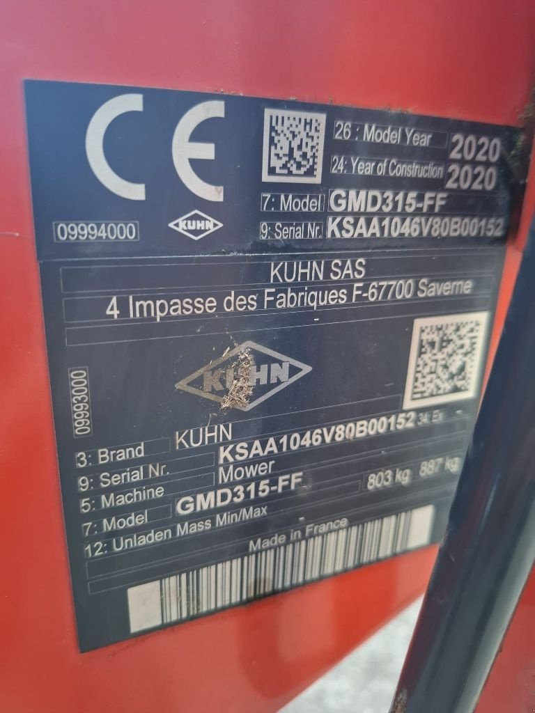 Mähwerk του τύπου Kuhn Gmd315ff, Gebrauchtmaschine σε Saint-Nabord (Φωτογραφία 5)
