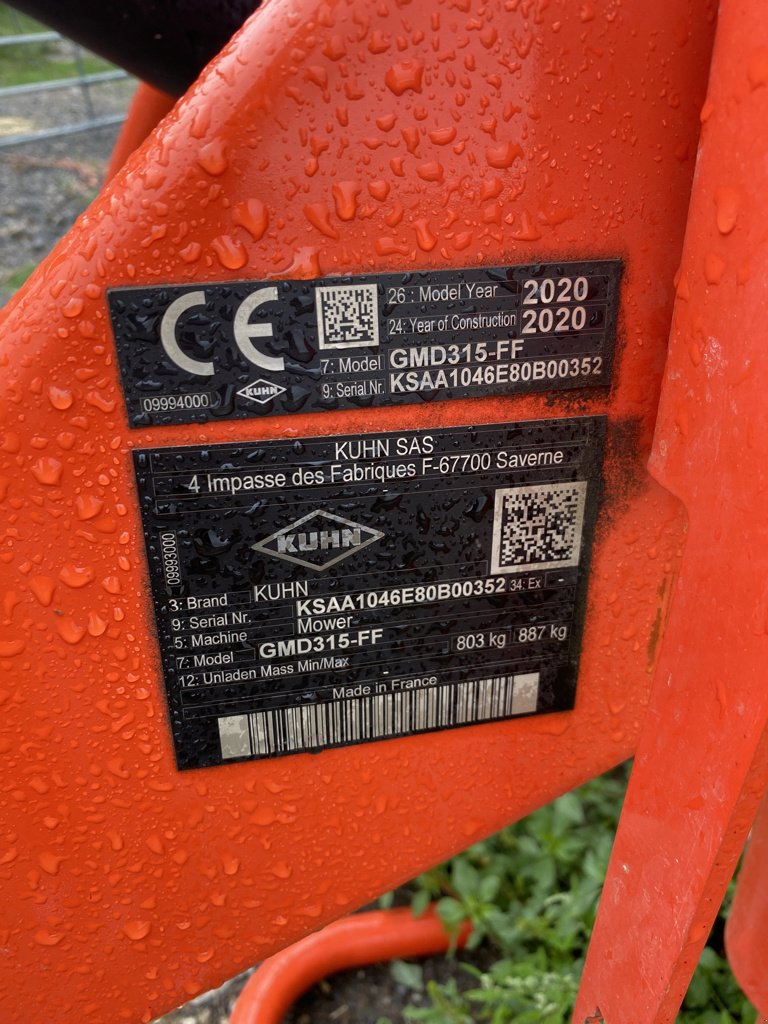 Mähwerk za tip Kuhn GMD315FF, Gebrauchtmaschine u MAURIAC (Slika 4)