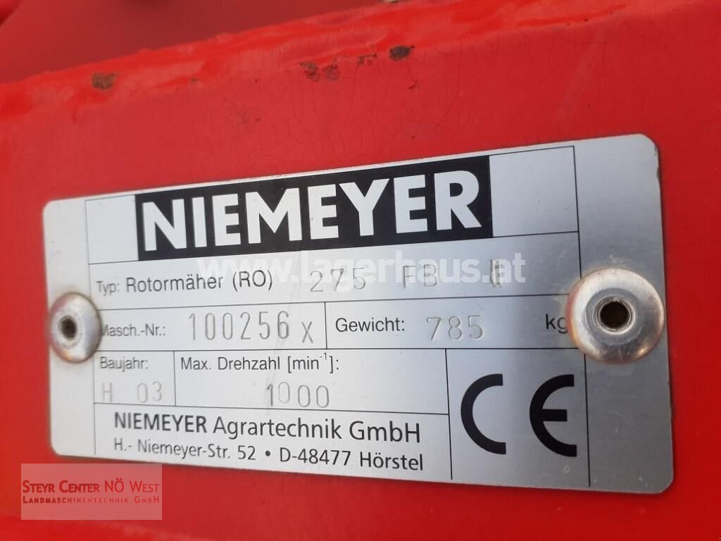 Mähwerk типа Niemeyer RO 275 FB-2 ZUM AUSSCHLACHTEN, Gebrauchtmaschine в Purgstall (Фотография 9)