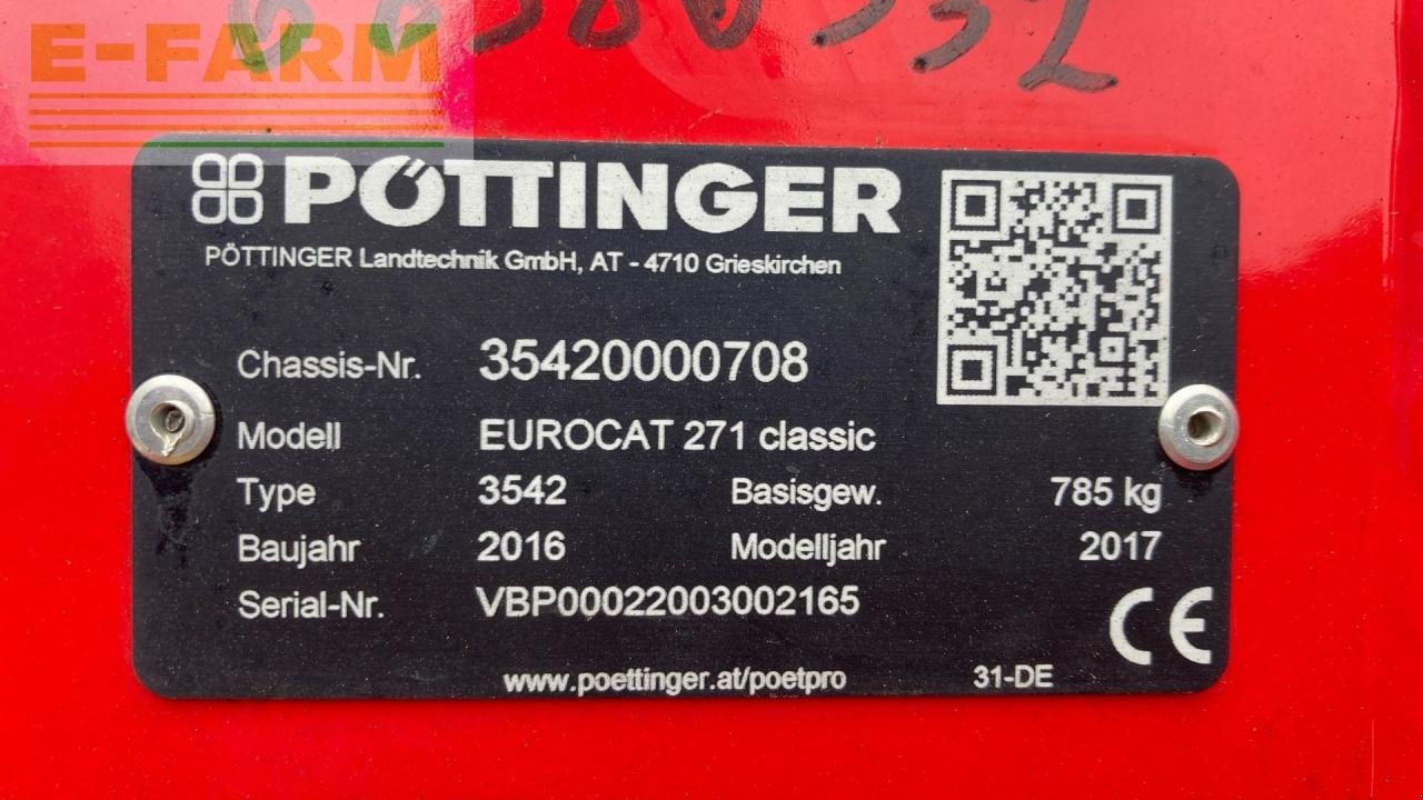 Mähwerk του τύπου Pöttinger EUROCAT 271 Classic, Gebrauchtmaschine σε REDLHAM (Φωτογραφία 10)