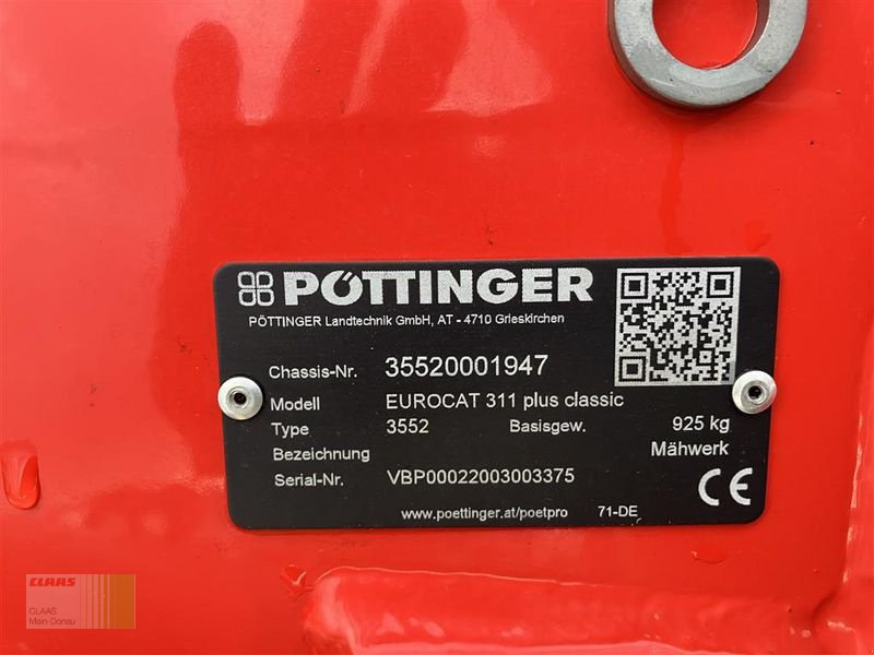 Mähwerk des Typs Pöttinger EUROCAT 311 PLUS CLASSIC, Gebrauchtmaschine in Aurach (Bild 19)