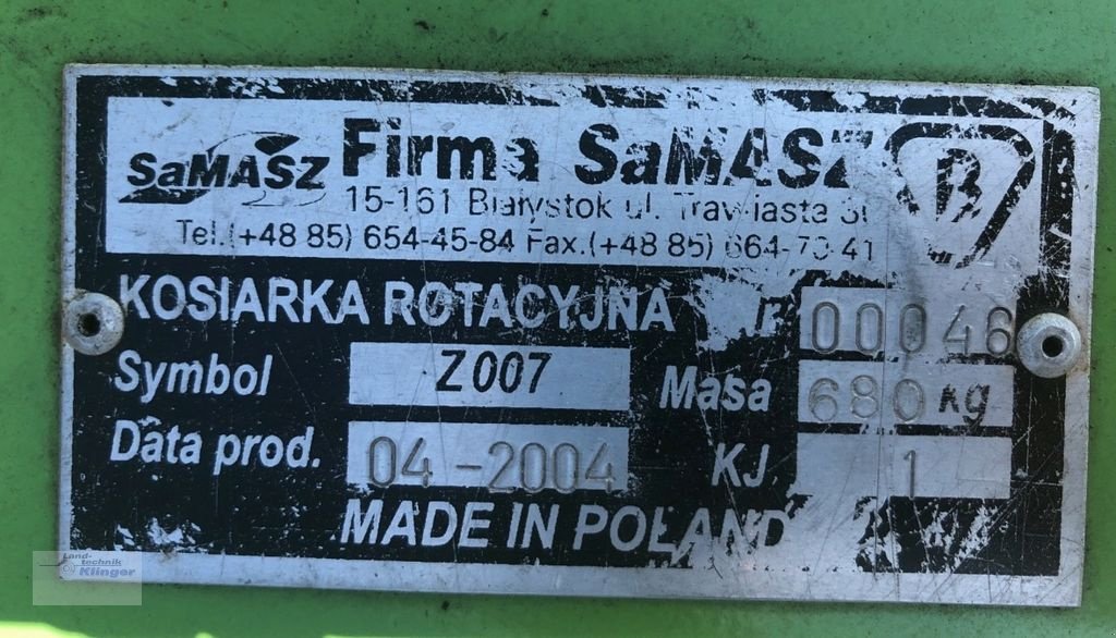 Mähwerk типа SaMASZ Samasz Z 007, Gebrauchtmaschine в Teisendorf (Фотография 5)