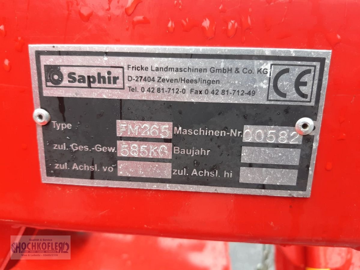 Mähwerk des Typs Saphir FM 265, Gebrauchtmaschine in Wies (Bild 4)