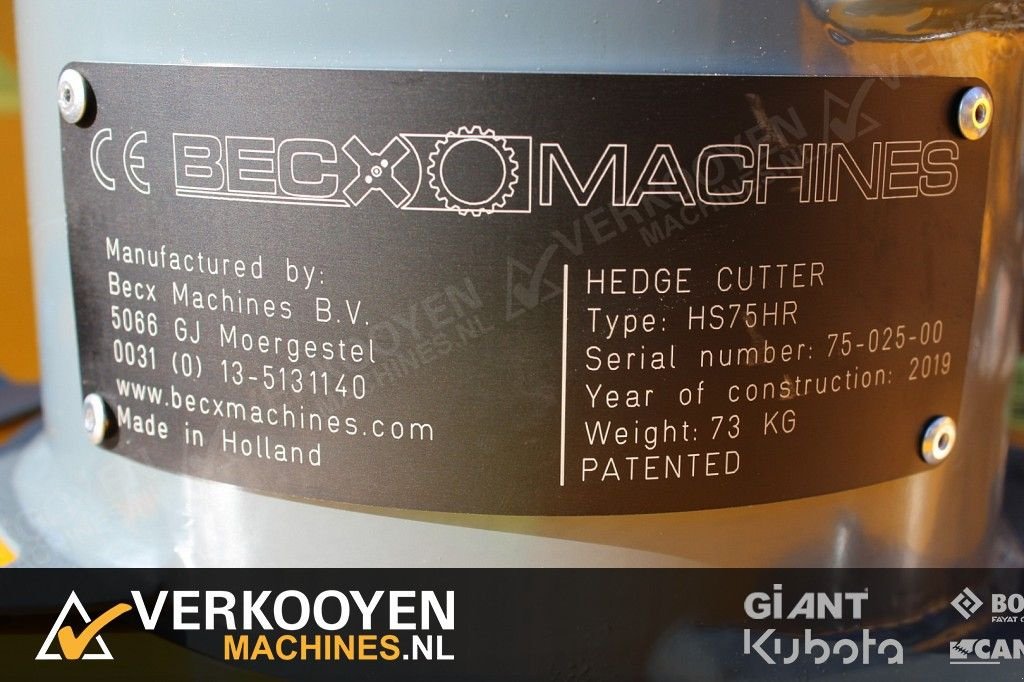 Mähwerk типа Sonstige Becx HS75HR Heggensnoeier, Gebrauchtmaschine в Vessem (Фотография 7)