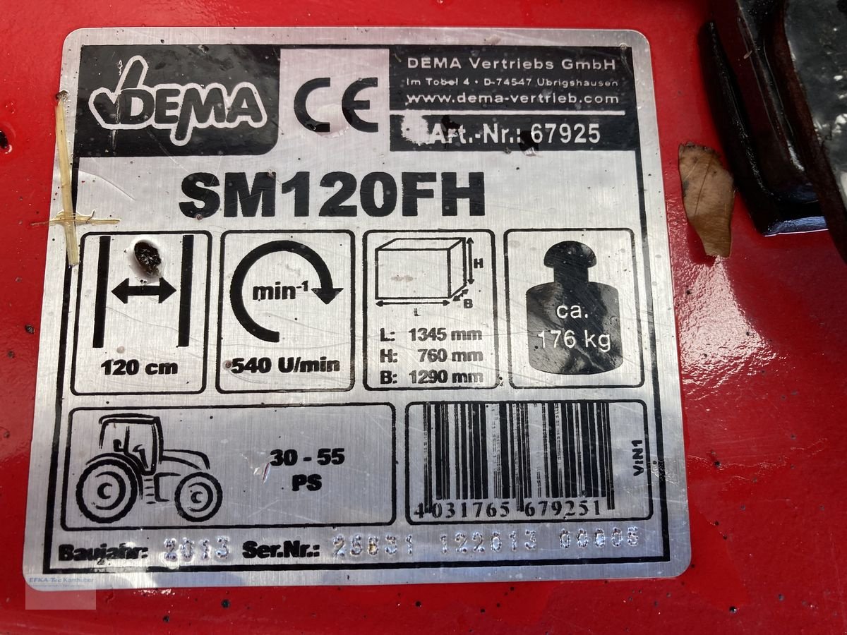 Mähwerk типа Sonstige Dema SM 120FH, Gebrauchtmaschine в Erlbach (Фотография 2)
