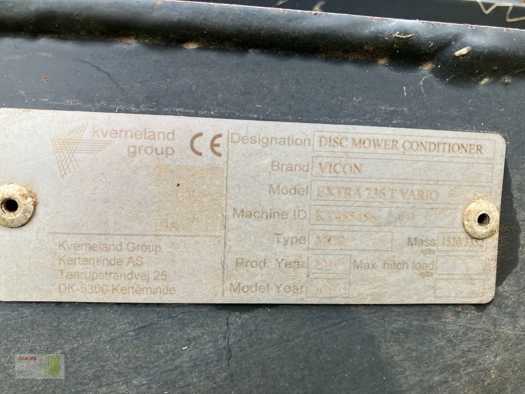 Mähwerk типа Vicon Extra 736 T, Gebrauchtmaschine в Sörup (Фотография 3)