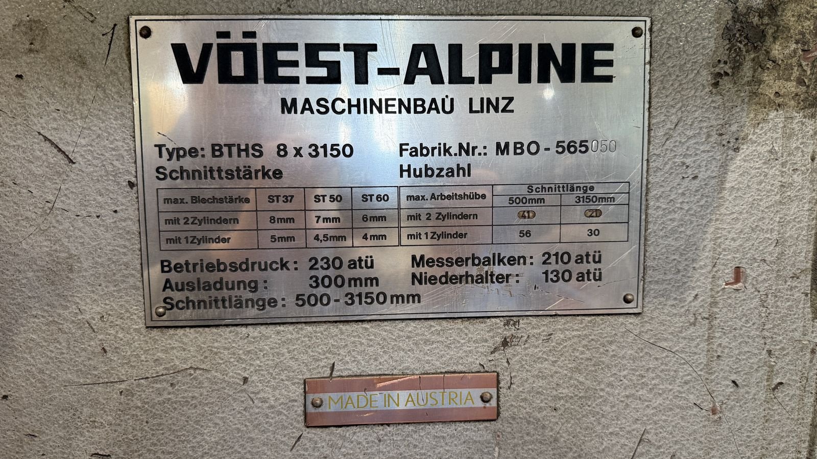 Metalltechnik des Typs Sonstige Vöest-Alpine 8x3150 Tafelschere, Gebrauchtmaschine in Hürm (Bild 9)