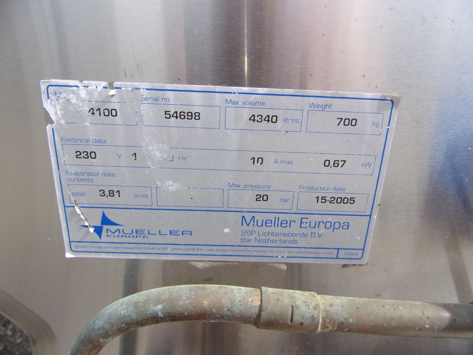 Milchkühltank типа Müller P-4100, Gebrauchtmaschine в Übersee (Фотография 6)