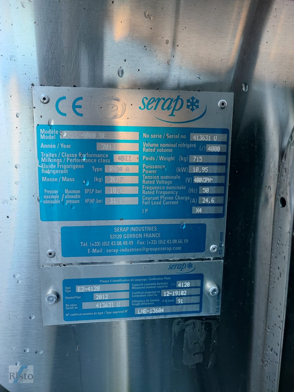 Milchkühltank типа Serap 4000 Liter RL20, Gebrauchtmaschine в Marienheide (Фотография 3)