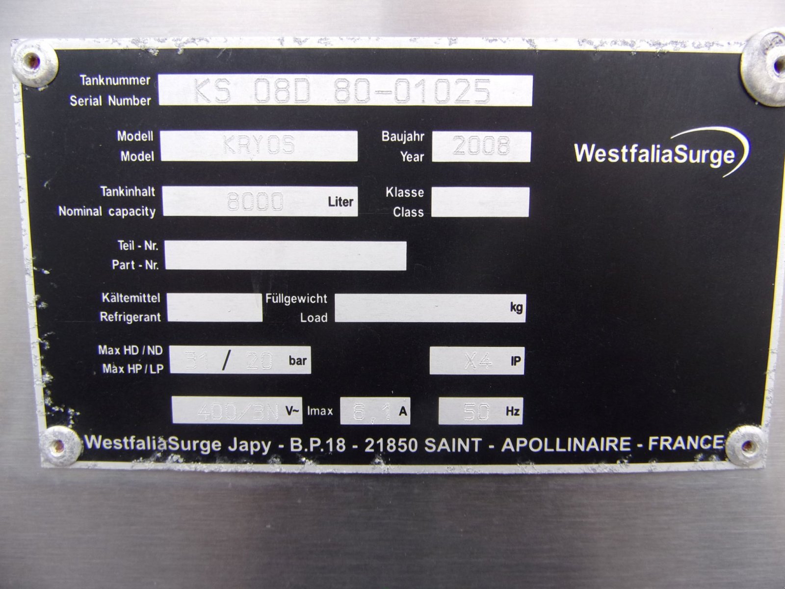 Milchkühltank des Typs Westfalia Kryos 8000, Gebrauchtmaschine in Übersee (Bild 4)