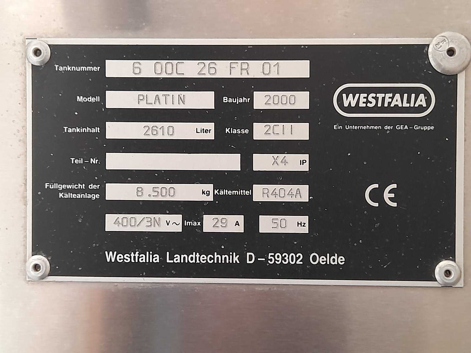 Milchkühltank typu Westfalia Platin 2400, Gebrauchtmaschine v Rehau (Obrázek 3)