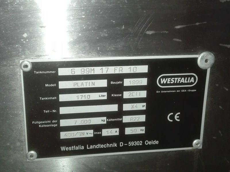 Milchtank des Typs Westfalia Platin 1710 Kühltank, Gebrauchtmaschine in St. Marienkirchen (Bild 11)