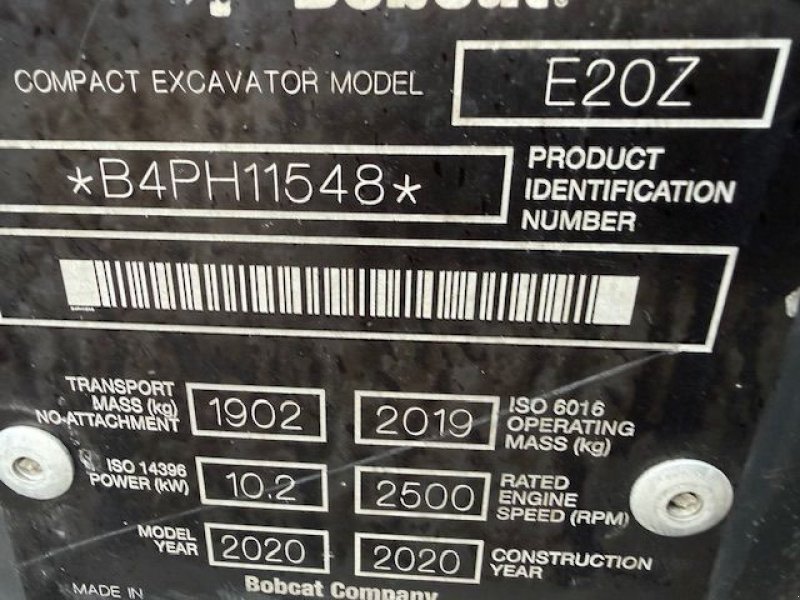 Minibagger του τύπου Bobcat E20Z, Gebrauchtmaschine σε Cuijk (Φωτογραφία 11)