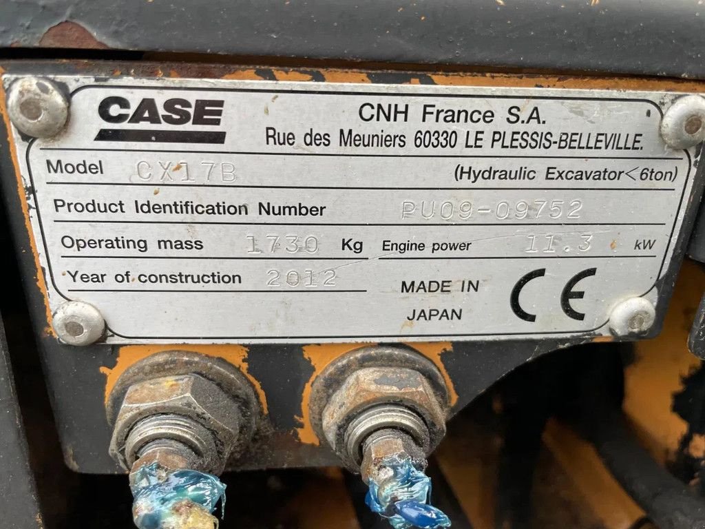 Minibagger типа Case CX17B Graafmachine Minigraver 1,7 tons, Gebrauchtmaschine в Lunteren (Фотография 4)