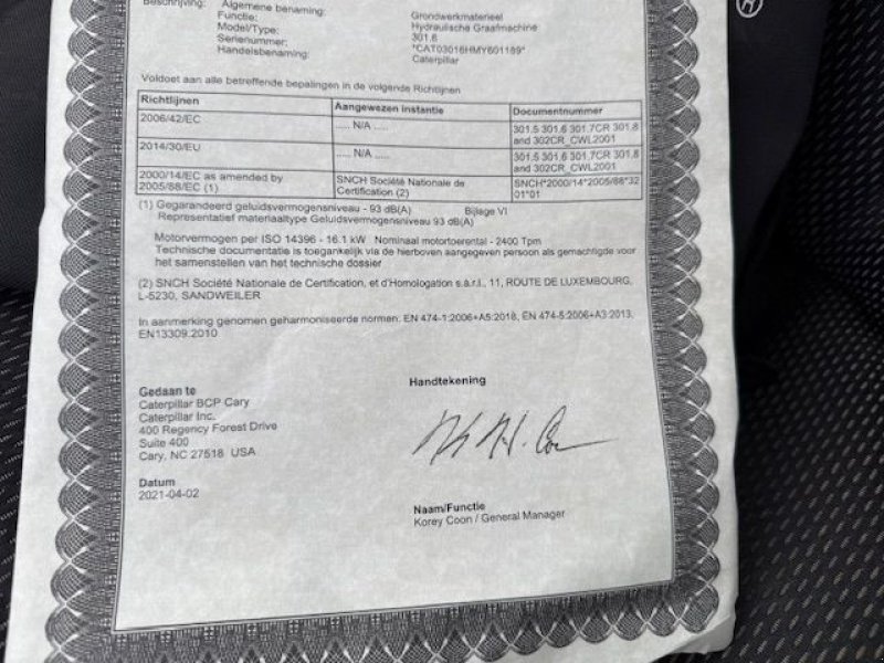 Minibagger Türe ait Caterpillar 3016, Gebrauchtmaschine içinde Cuijk (resim 7)
