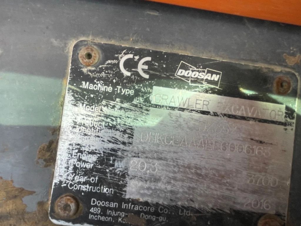Minibagger del tipo Doosan DX 35Z Graafmachine, Gebrauchtmaschine en Lunteren (Imagen 8)