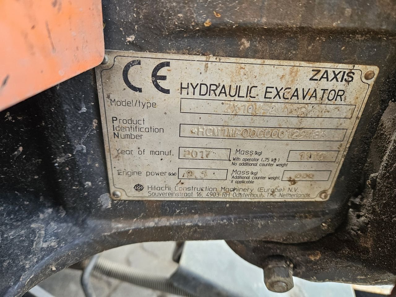 Minibagger typu Hitachi ZX10U, Gebrauchtmaschine v Veldhoven (Obrázek 5)