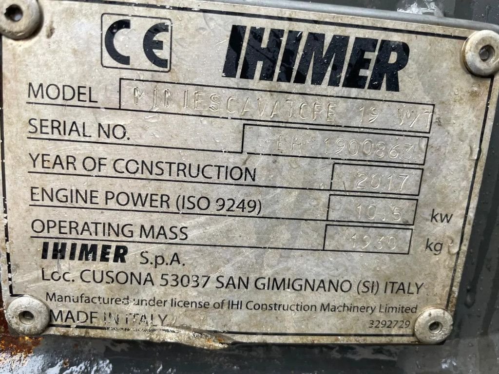 Minibagger типа IHI VXT 19 Minigraver Graafmachine, Gebrauchtmaschine в Lunteren (Фотография 10)