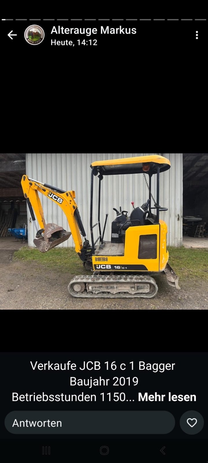 Minibagger типа JCB 16C-1, Gebrauchtmaschine в Drolshagen (Фотография 1)