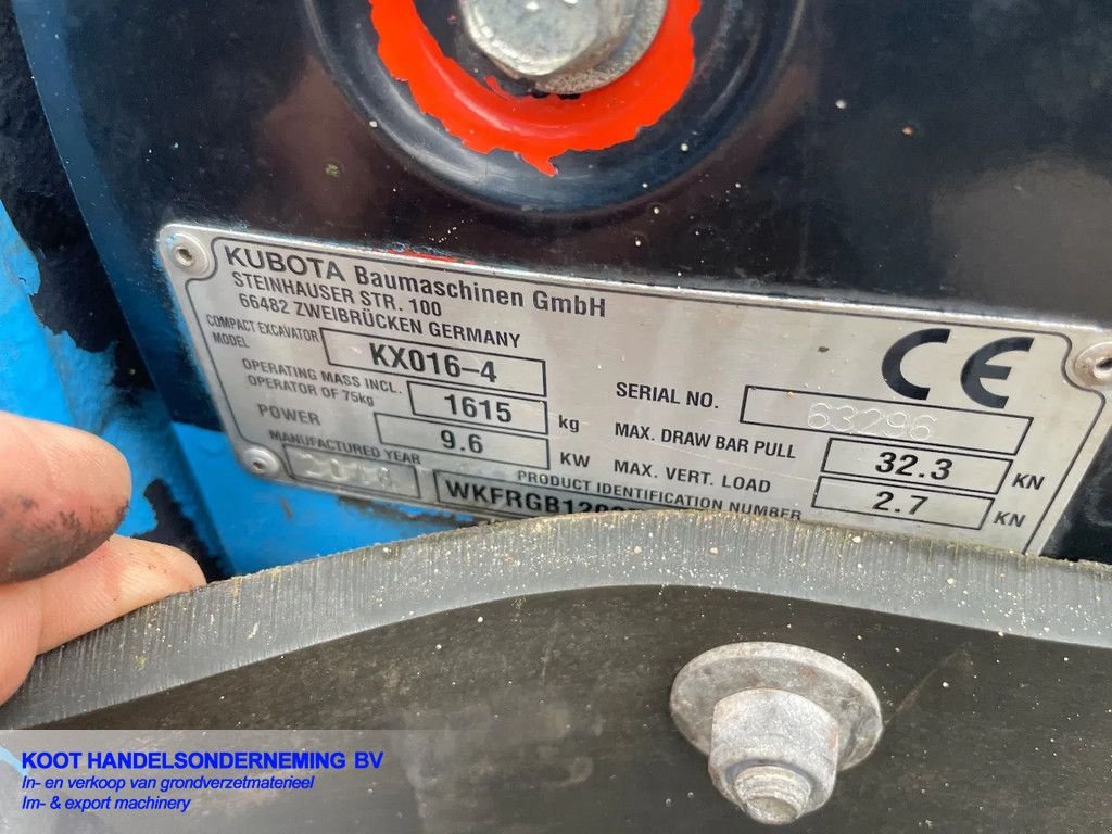 Minibagger tip Kubota KX 016-4 (1260 uur) (top) 3 bakken!, Gebrauchtmaschine in Nieuwerkerk aan den IJssel (Poză 10)