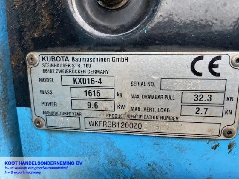Minibagger des Typs Kubota KX 016-4 3 buckets! Low Hours, Gebrauchtmaschine in Nieuwerkerk aan den IJssel (Bild 8)