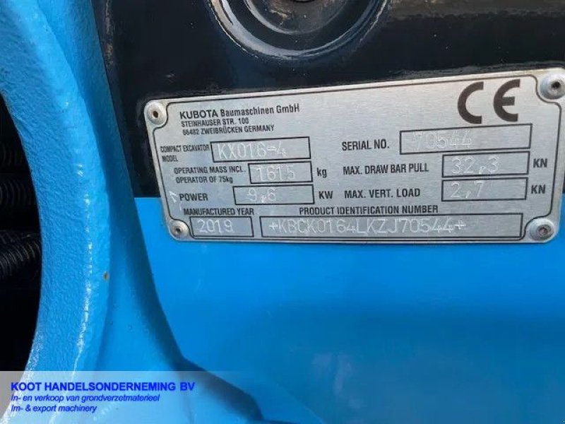 Minibagger typu Kubota KX 016-4 572 uur!! 4 Buckets (TOP), Gebrauchtmaschine v Nieuwerkerk aan den IJssel (Obrázek 10)