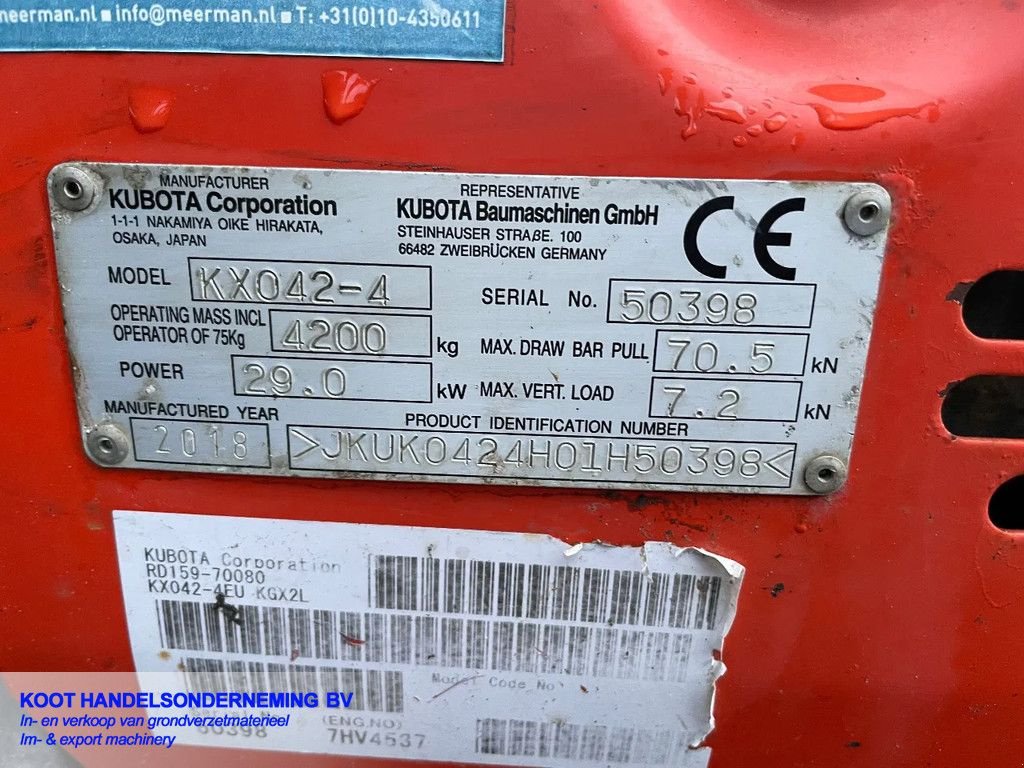 Minibagger tipa Kubota KX 042-4 3 Buckets, Gebrauchtmaschine u Nieuwerkerk aan den IJssel (Slika 8)