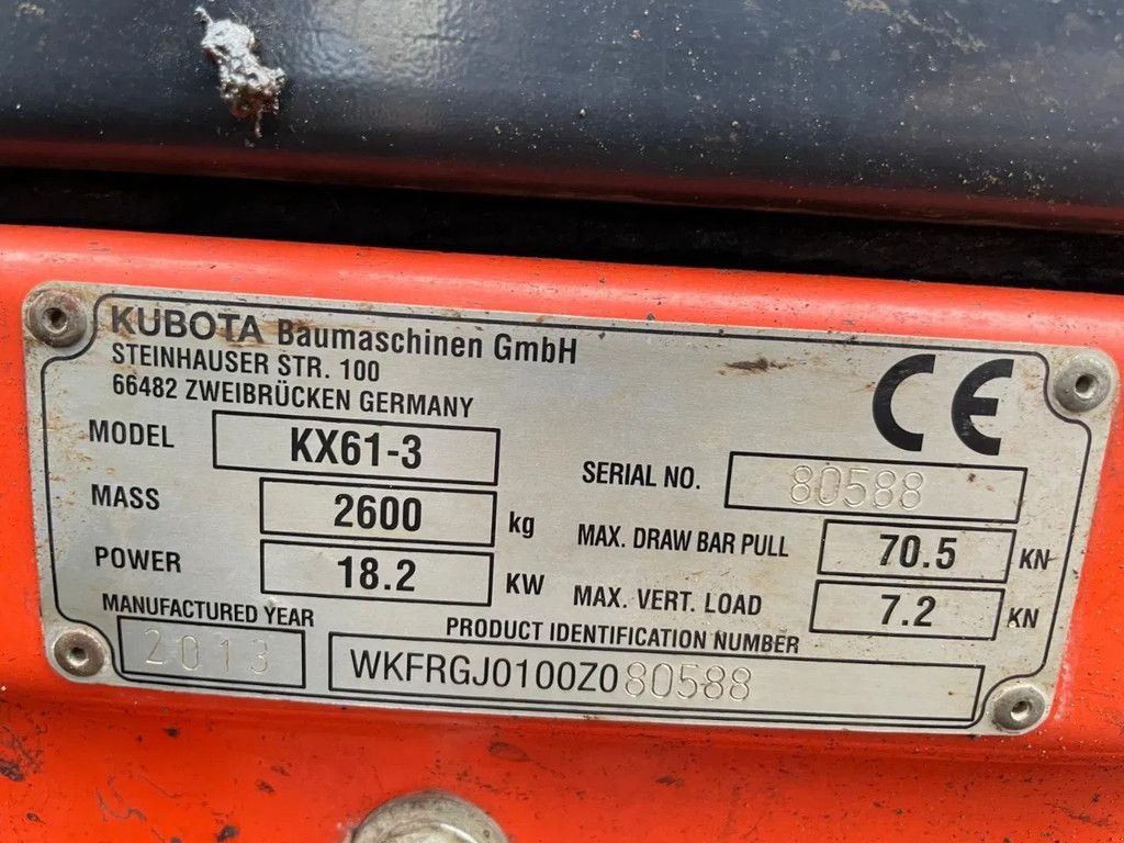 Minibagger του τύπου Kubota KX61-3 Graafmachine, Gebrauchtmaschine σε Lunteren (Φωτογραφία 8)