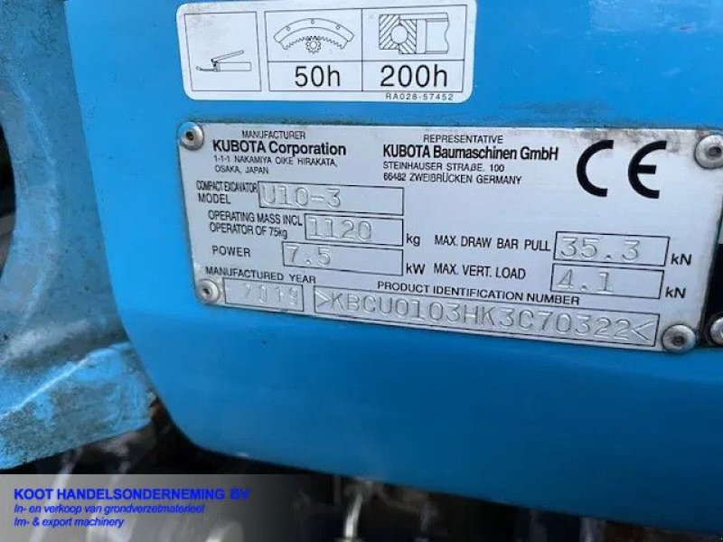 Minibagger typu Kubota U10-3 195 uur! 3 Bakken! (Top), Gebrauchtmaschine v Nieuwerkerk aan den IJssel (Obrázek 7)