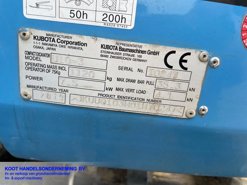 Minibagger tip Kubota U10-3 388 Uren! 3 Bakken!, Gebrauchtmaschine in Nieuwerkerk aan den IJssel (Poză 9)