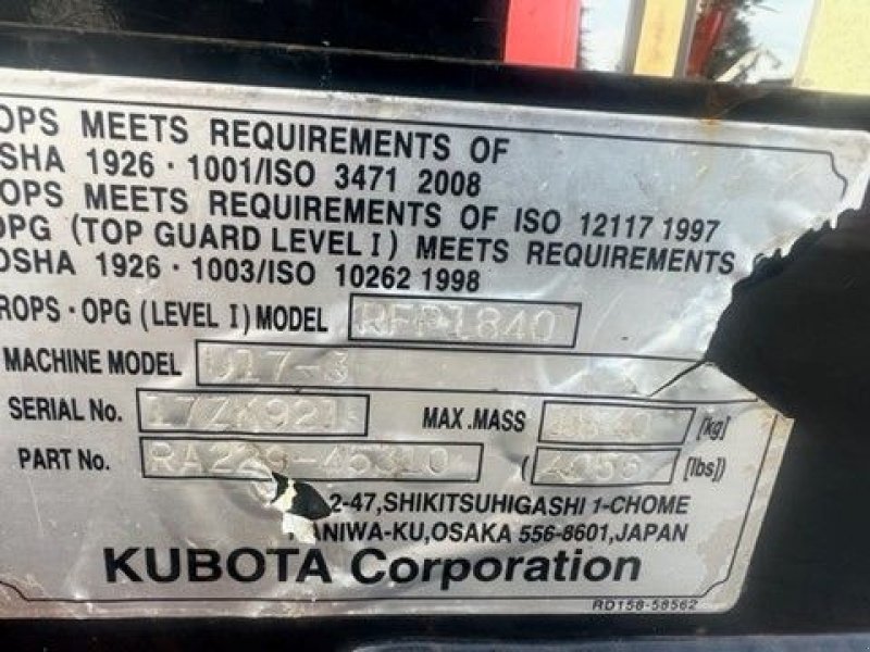 Minibagger des Typs Kubota U17-3, Gebrauchtmaschine in Lunteren (Bild 9)