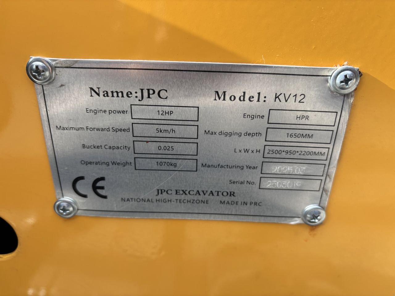 Minibagger Türe ait Sonstige JPC Kv12, Neumaschine içinde ZEGVELD (resim 9)