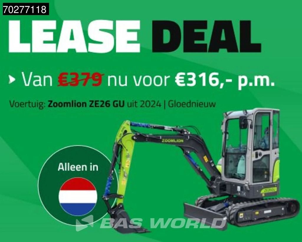 Minibagger des Typs Sonstige Zoomlion ZE26 GU FACTORY WARRANTY - CW/3 BUCKETS - CE CERTIFIED, Neumaschine in Veghel (Bild 3)