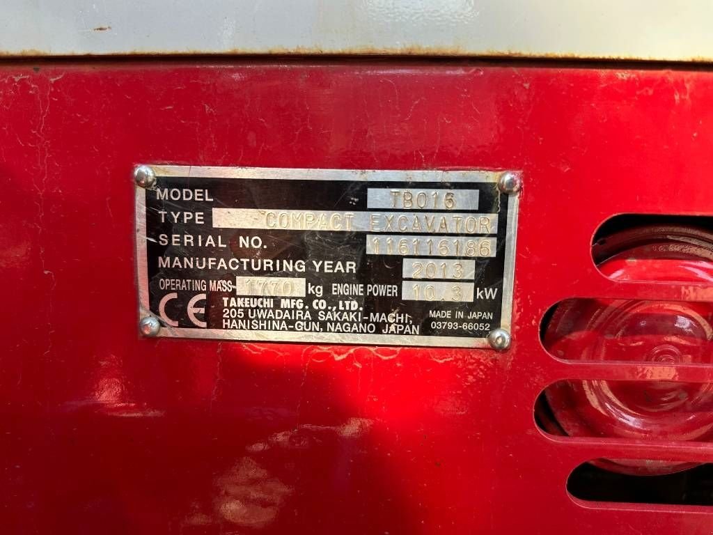 Minibagger del tipo Takeuchi TB 016, Gebrauchtmaschine en Kockengen (Imagen 4)