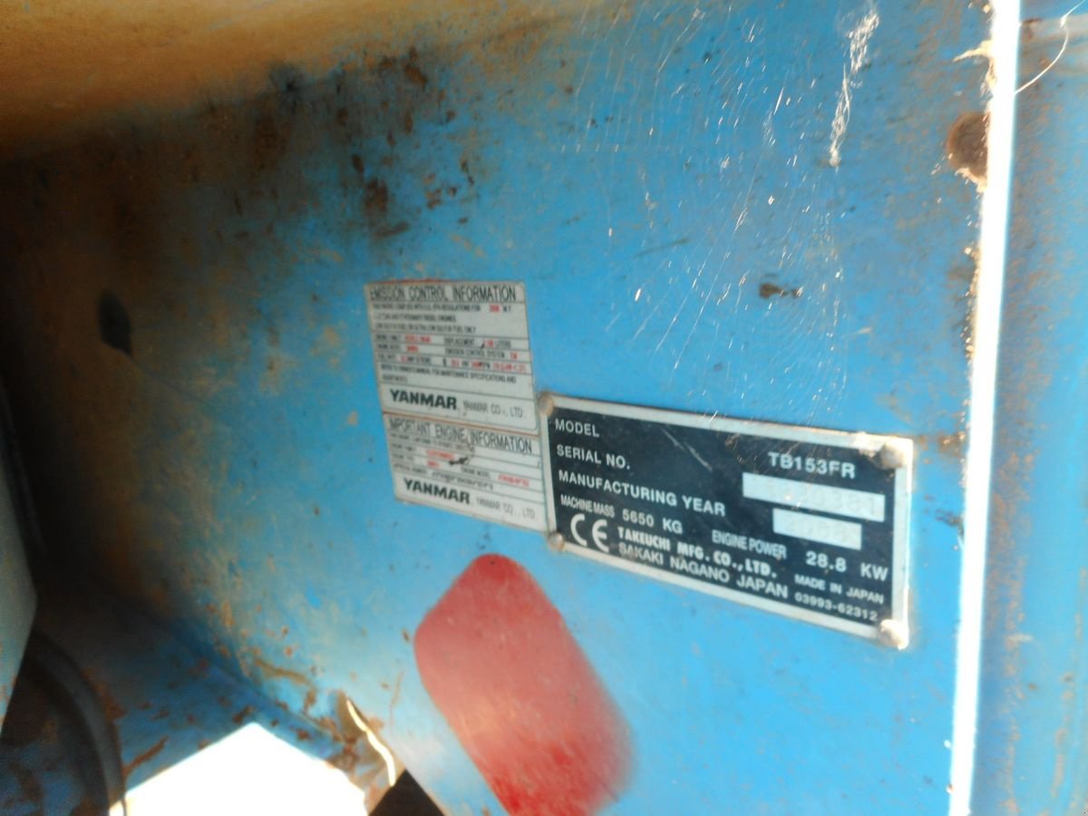 Minibagger Türe ait Takeuchi TB 153FR ( 5.650kg ) Rototilt +ähnlich Powertilt, Gebrauchtmaschine içinde St. Nikolai ob Draßling (resim 7)